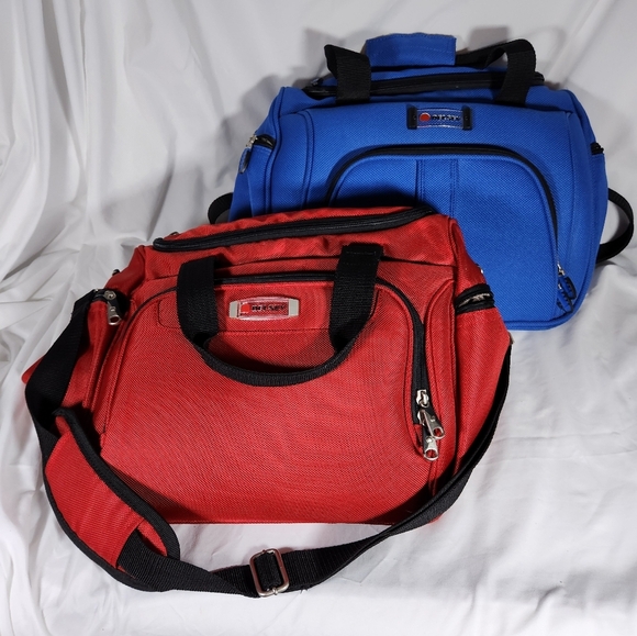Delsey Carry-On Weekender Travel Duffle Bag w/ Strap Red/Black/Blue 2 available. - Picture 1 of 13